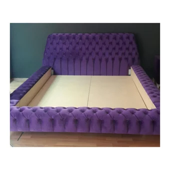 Niva Baza Chester 160 x 200 cm Başlıklı Çift Kişilik Baza Seti Mor