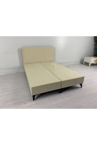 İpek Mobilya Ecostil 140 x 190 cm Ayrılabilen Başlıklı Çift Kişilik Sandıklı Baza Seti Bej