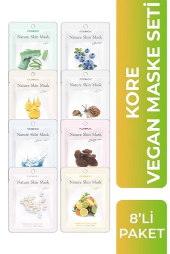 Foodaholıc Kore Vegan Nemlendiricili Kağıt Yüz Maskesi 8 Adet