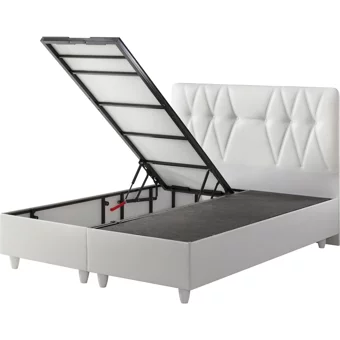 Belletto 150 x 200 cm Ayrılabilen Başlıklı Çift Kişilik Sandıklı Baza Seti Beyaz
