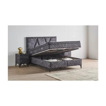 Md Rodos 150 x 200 cm Ayrılabilen Başlıksız Çift Kişilik Sandıklı Baza Antrasit