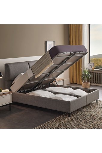Enza Home Loreto 160 x 200 cm Ayrılabilen Başlıklı Çift Kişilik Sandıklı Baza Seti Mavi