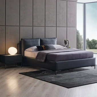 Enza Home Legato 160 x 200 cm Başlıklı Çift Kişilik Sandıklı Baza Seti Siyah