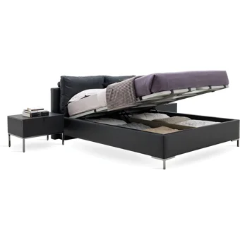 Enza Home Legato 160 x 200 cm Başlıklı Çift Kişilik Sandıklı Baza Seti Siyah