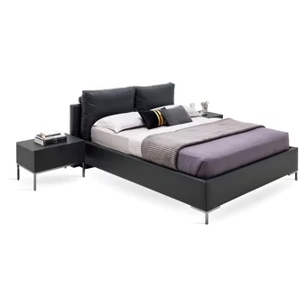 Enza Home Legato 160 x 200 cm Başlıklı Çift Kişilik Sandıklı Baza Seti Siyah