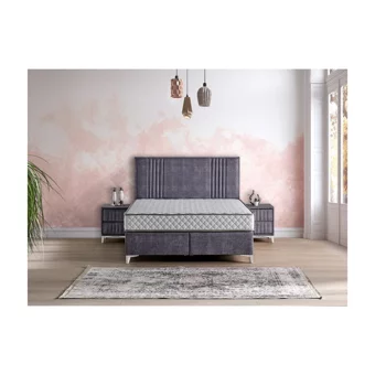 Mobilya Dükkanım Delta 150 x 200 cm Ayrılabilen Yataklı Başlıklı Çift Kişilik Sandıklı Baza Seti Gri