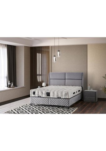 Mobilya Dükkanım Gold Visco 90x190 cm Başlıklı Sandıklı Tek Kişilik Baza Seti Beyaz