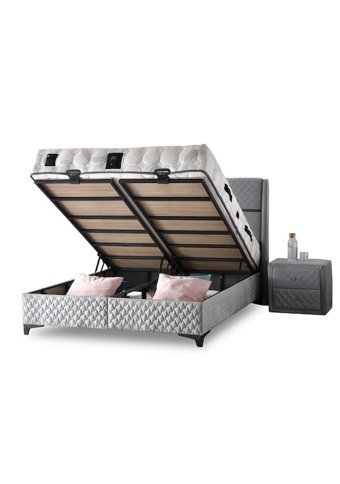 Mobilya Dükkanım Gold Visco 90x190 cm Başlıklı Sandıklı Tek Kişilik Baza Seti Beyaz