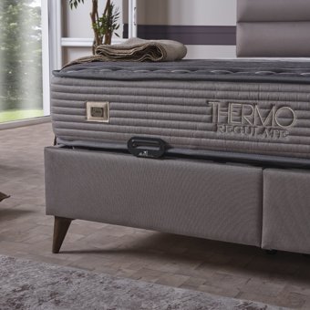 Armis Thermo Regulate 200 x 200 cm Yataklı Başlıklı Çift Kişilik Sandıklı Baza Seti Antrasit