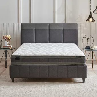 Yataş Bedding Dream Line 140 x 190 cm Yataklı Başlıklı Çift Kişilik Sandıklı Baza Seti Antrasit
