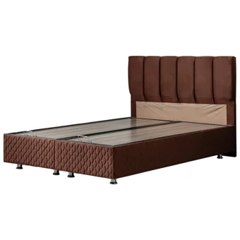 Setay Tetra 190 x 140 cm Ayrılabilen Yataklı Başlıklı Çift Kişilik Sandıklı Baza Seti Koyu Kahve