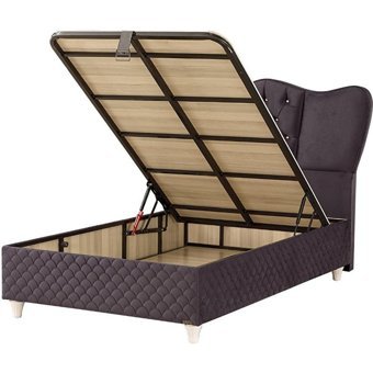 Md Lara 150 x 200 cm Başlıksız Çift Kişilik Sandıklı Baza Siyah