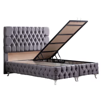 Setay Roma 200 x 160 cm Ayrılabilen Başlıklı Çift Kişilik Sandıklı Baza Seti Antrasit