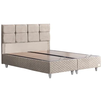 Cesur Gümüş 160 x 200 cm Ayrılabilen Başlıklı Çift Kişilik Sandıklı Baza Seti Krem