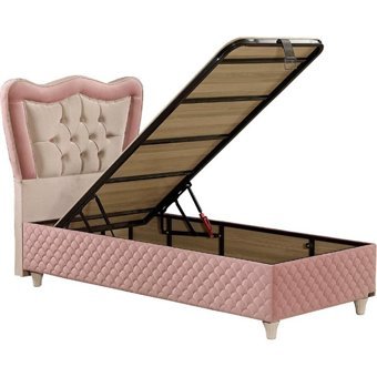 Mobilya Dükkanım Hanzade 100x200 cm Başlıksız Sandıklı Tek Kişilik Baza Seti Pembe