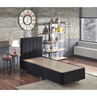 Niron Yatak Juliette 80x180 cm Başlıklı Yataklı Sandıklı Tek Kişilik Baza Seti Siyah