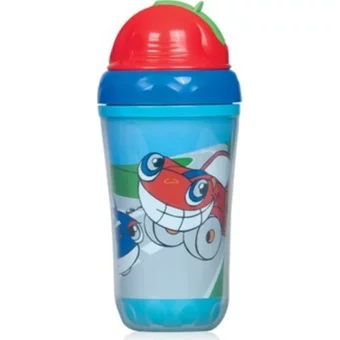 Bebedor Pipetli Akıtmaz Kulpsuz 12+ Ay 270 ml Alıştırma Bardağı Mavi