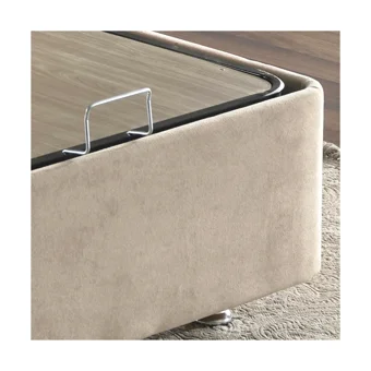 Niron Yatak Ela 80x180 cm Başlıksız Yataklı Sandıklı Tek Kişilik Baza Seti Açık Kahve