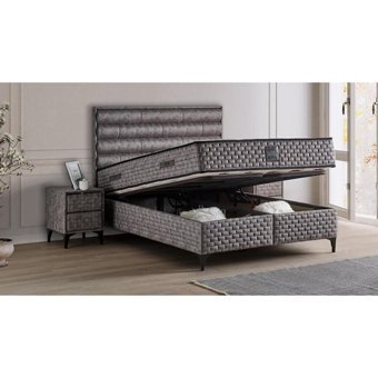 Mobilya Dükkanım Riva 90x190 cm Başlıksız Sandıklı Tek Kişilik Baza Seti Siyah
