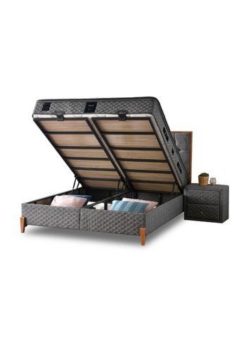 Mobilya Dükkanım Relax 100x200 cm Başlıklı Sandıklı Tek Kişilik Baza Seti Siyah