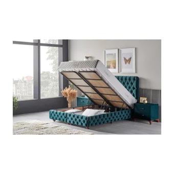Mobilya Dükkanım Stannis 120x200 cm Başlıklı Sandıklı Tek Kişilik Baza Seti Turkuaz