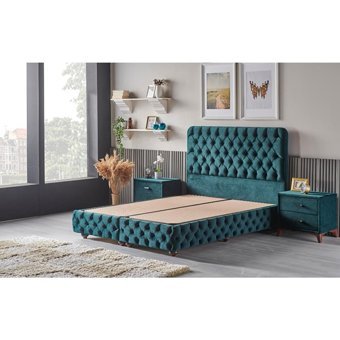 Mobilya Dükkanım Stannis 120x200 cm Başlıklı Sandıklı Tek Kişilik Baza Seti Turkuaz