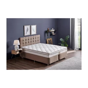 Niron Yatak Helen 120x200 cm Başlıklı Yataklı Sandıklı Tek Kişilik Baza Seti Krem