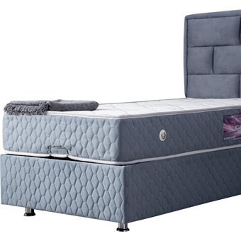 Setay Diego 100x200 cm Başlıklı Yataklı Sandıklı Tek Kişilik Baza Seti Mavi