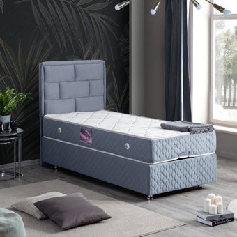 Setay Diego 100x200 cm Başlıklı Yataklı Sandıklı Tek Kişilik Baza Seti Mavi