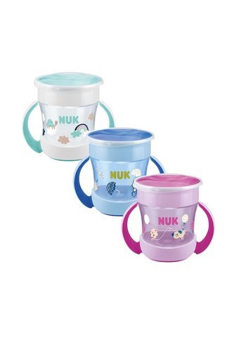 Nuk Akıtmaz Kulplu 6+ Ay 160 ml Alıştırma Bardağı Beyaz-Mavi-Pembe