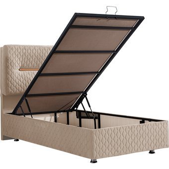 Setay Astra 90x190 cm Başlıklı Yataklı Sandıklı Tek Kişilik Baza Seti Bej