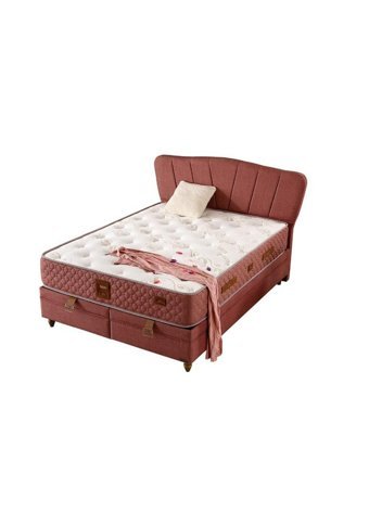 Pink 90x190 cm Başlıklı Yataklı Sandıklı Tek Kişilik Baza Seti Bej