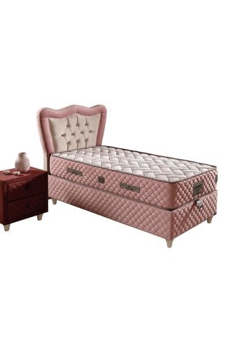 Mobilya Dükkanım Hanzade 90x190 cm Başlıklı Yataklı Sandıklı Tek Kişilik Baza Seti Pembe