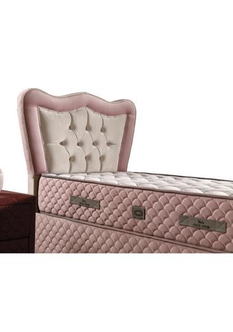 Mobilya Dükkanım Hanzade 90x190 cm Başlıklı Yataklı Sandıklı Tek Kişilik Baza Seti Pembe