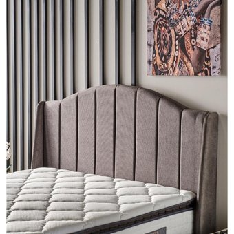 Mobilya Dükkanım Cotton Plus 120x200 cm Başlıklı Yataklı Sandıklı Tek Kişilik Baza Seti Gri