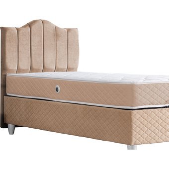 Setay Trend 120x200 cm Başlıklı Yataklı Sandıklı Tek Kişilik Baza Seti Bej