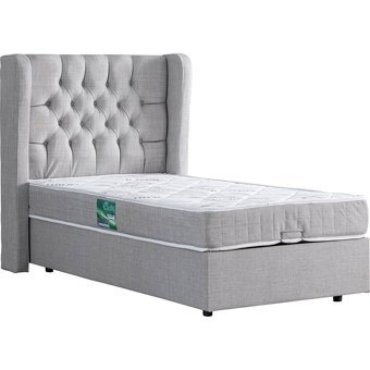 Setay Riga 100x200 cm Başlıklı Yataklı Sandıklı Tek Kişilik Baza Seti Açık Gri