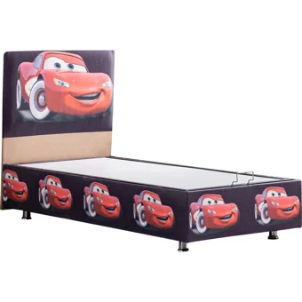 Setay Cars 90x190 cm Başlıklı Yataklı Sandıklı Tek Kişilik Baza Seti Krem