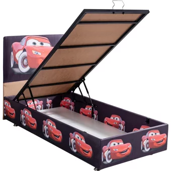 Setay Cars 90x190 cm Başlıklı Yataklı Sandıklı Tek Kişilik Baza Seti Krem