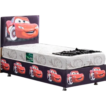 Setay Cars 90x190 cm Başlıklı Yataklı Sandıklı Tek Kişilik Baza Seti Krem