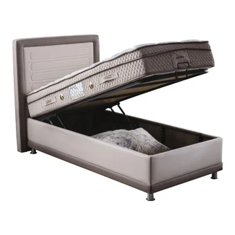 Weltew Home Karamel 90x190 cm Başlıklı Sandıklı Tek Kişilik Baza Seti Krem