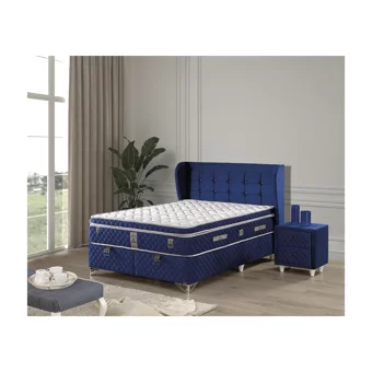 Mobilya Dükkanım Blue 90x190 cm Başlıklı Yataklı Sandıklı Tek Kişilik Baza Seti Lacivert