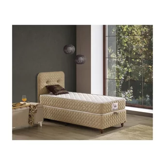 Mobilya Dükkanım Sofia 100x200 cm Başlıklı Yataklı Sandıklı Tek Kişilik Baza Seti Krem