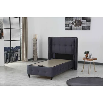 İpek Mobilya Albatros 90x190 cm Başlıklı Sandıklı Tek Kişilik Baza Seti Gri