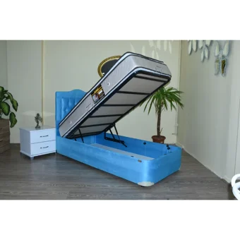 Bengi Ticaret 100x200 cm Başlıklı Yataklı Sandıklı Tek Kişilik Baza Seti Turkuaz