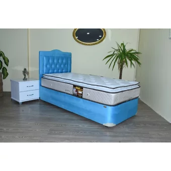Bengi Ticaret 100x200 cm Başlıklı Yataklı Sandıklı Tek Kişilik Baza Seti Turkuaz