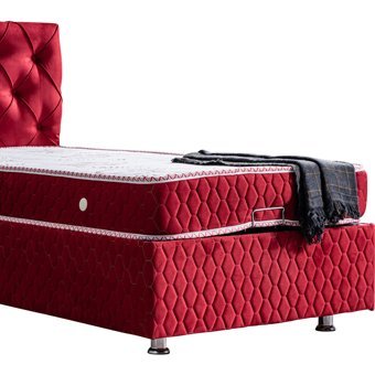 Setay Vita 100x200 cm Başlıklı Yataklı Sandıklı Tek Kişilik Baza Seti Bordo