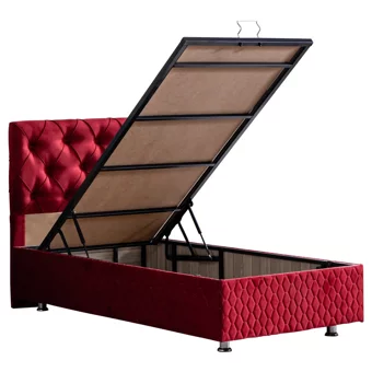 Setay Vita 100x200 cm Başlıklı Yataklı Sandıklı Tek Kişilik Baza Seti Bordo