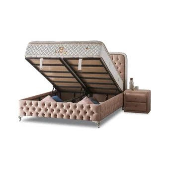 Mobilya Dükkanım King 90x200 cm Başlıksız Sandıklı Tek Kişilik Baza Seti Krem