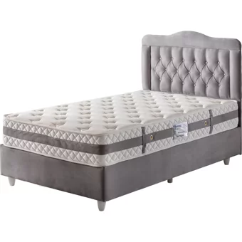 Belletto Vogue 120x200 cm Başlıklı Yataklı Sandıklı Tek Kişilik Baza Seti Gri